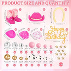 36 Pcs Cowgirl Cake Decorations Cowboy Western Cake Decorations Cowgirl Hat and Boot Cake Topper Cow Balls Topper Western Cowgirl Birthday Baby Shower Party Favors