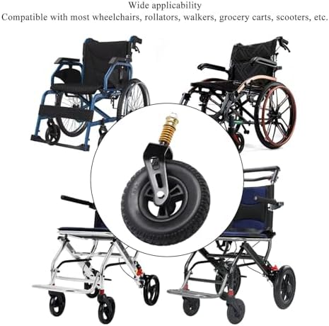 8 Inch Front Wheel with Front Fork Drive, Universal Wheelchair Front Castor Wheel and Drive Front Fork Assembly, Front Fork Caster Assembly Replacement Wheel for Wheelchairs