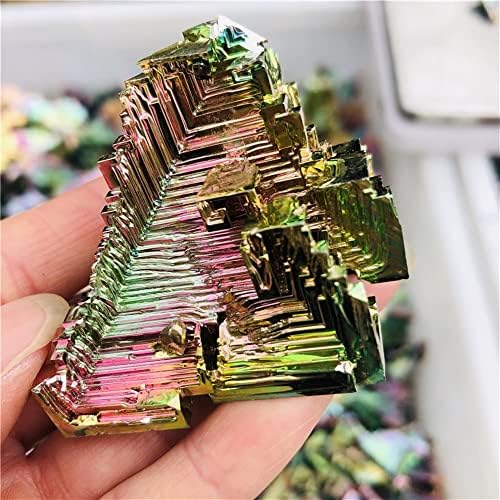 Meditation Home Rainbow Bismuth Specimen Crystal ore Healing Mineral Natural Crystal Rough Bismuth ore Green Metal (Size : 900-1000g)