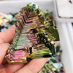 Meditation Home Rainbow Bismuth Specimen Crystal ore Healing Mineral Natural Crystal Rough Bismuth ore Green Metal (Size : 900-1000g)