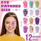 60 Pcs Adhesive Kids Eye Patches for Girls Toddler Eye Patches Bulk Breathable Material, Light Blocking Cotton Colorful and Fun Designs Adhesive Bandages for Girls, 12 Styles