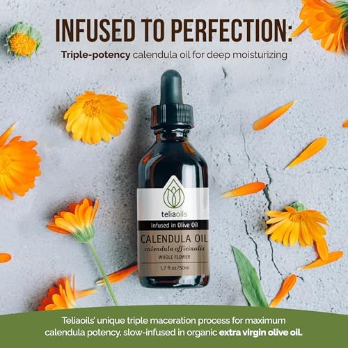 Calendula (Marigold/Calendula Officinalis) Infused Oil Extract (Macerated Oil), 1.7 Fl Oz - 50 Ml a Powerful Skin oil- Gentle and Soothing for the Skin