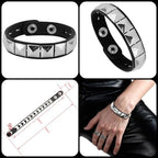 Emo Y2K Indie Grunge Studs Spiked Bracelet Goth Jewelry Accessories for Cool Rocker Skater Biker, 4 Pieces Men Punk Black PU Leather Cuff Bracelets Set