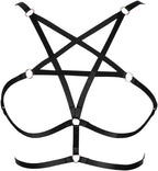 Sexy Women Harness Halter Pentagram Body Harness Bra Caged Bra Cupless Bra Punk Gothic Style Strappy Bralette One Size