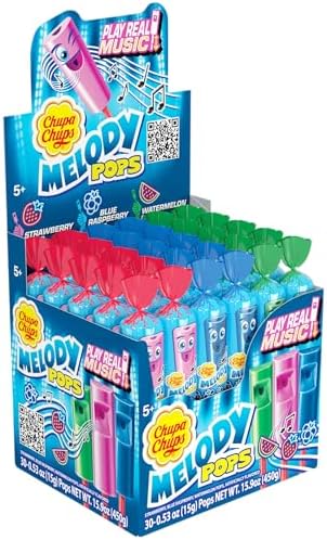 Chupa Chups Melody Pops (30 Pcs.) – Fruity Flavored Lollipops with Classic Music-Inspired Fun – Perfect for Parties, Candy Bowls, Classroom Treats, and Everyday Snacking