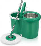 Spin Mop & Bucket Set with 2 Microfiber Mop Heads | 360° Rotating Spin Mop for Floor Cleaning, Stainless Steel Telescopic Handle 90-120cm,Compact Easy-Clean Bucket Household & Kitchen Essentials