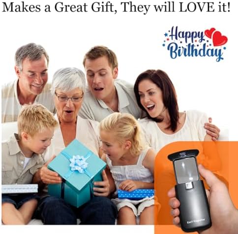 EasY Magnifier Small Pocket Magnifying Glass 3X with LED Light For Reading Fine Print; Mini Lighted Hand Held Acryl Lens; Read Lables In Stores; Magnify Glasses For Close Work;Helpful Gift For Seniors