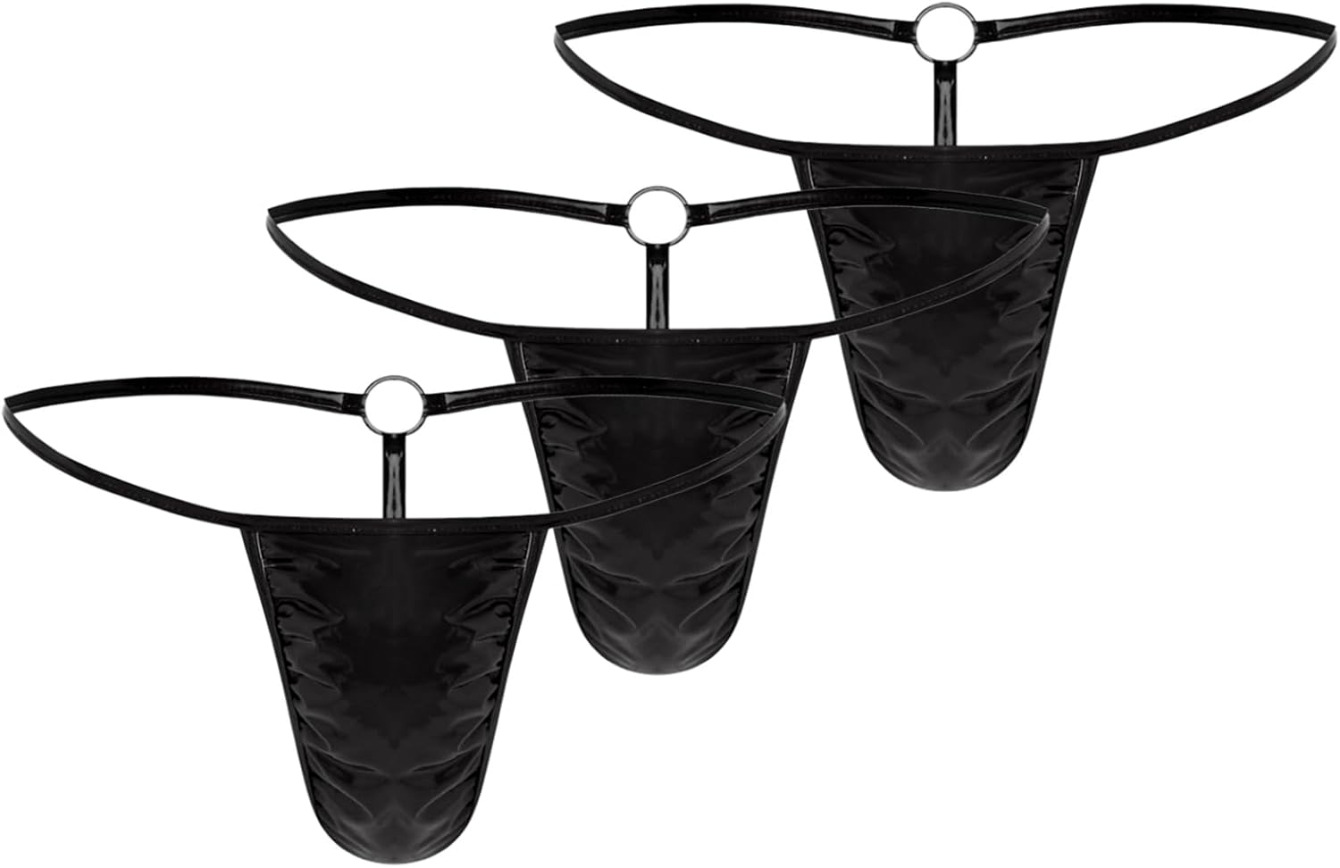 iiniim 3pcs Mens Bulge Pouch Thongs Underwear Spaghetti Straps Low Rise Jockstraps G-string Lingerie