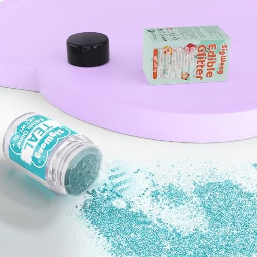 Teal Edible Glitter - 5g Food Grade Cake Decorating Shimmering Glitter, Edible Sprinkle Luster Dust for Drinks, Chocolates, Fondant, Strawberries, Cupcakes, Candy, Easter Cookie - Vegan