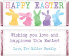 Colorful Pastel Watercolor Bunnies Happy Easter Candy Bar Wrappers - Set of 36