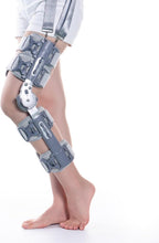 Rom Hinged Knee Brace, Knee Fixed Brace for Left or Right Leg, Adjustable Velcro Orthopedic Support Stabilizer, Post Op Knee Brace for ACL, PCL, MCL Injury, Grey