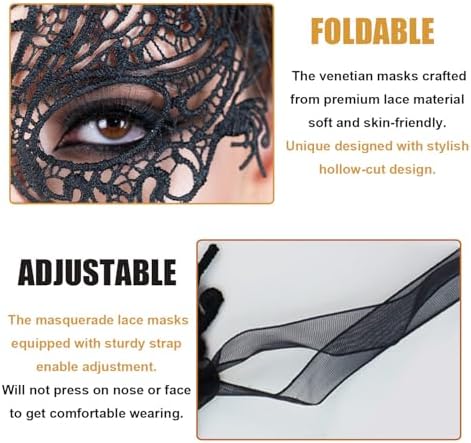 Masquerade Mask for Women Men Couple Halloween Venetian Eye Masks for Party Costume Mardi Gras Cosplay