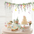 Cheerland Flower Garland Banner Wildflower Party Decorations for Enchanted Garden Floral Woodland Theme Picnic Mothers Day Decor Girls Birthday Tea Party Garden Wedding Onederland Theme Baby Shower