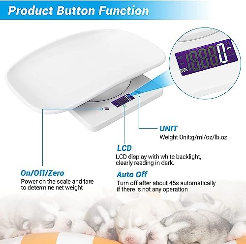 Digital Pet Scale,Puppy Scales for Weighing,Digital Small Animals Scales for Weighing,Whelping Supplies,Kitten Scale,Baby Scales for Small Dog Cat Crawl Pet,Capacity up to 33 lb