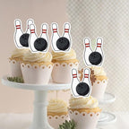48 Pack Edible Bowling Cupcake Toppers & Picks - Sport Themed Birthday Party & Baby Shower Cake Decorations