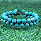 Aaa Natural Green Magnesite Turquoise Gemstone 8Mm Round Beaded Thread Wrap Bracelet. Adjustable Macrame Bracelet , Charm Bracelet , Boho Bracelet , Handmade Bracelet For Women & Unisex.