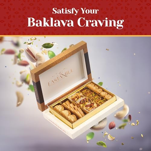 Eastanbul Baklava, 8.8oz, Baklava Pastry, Pistachio Gift Box, Middle Eastern Sweets, Turkish Desserts, Pistachio & Cashew Rich Pastry, Dulces Arabes, Arabic Sweets, Turkish Gifts