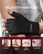 BraceBull Arthritis Gloves (1 Pair), Copper Infused Fingerless Compression Gloves, RSI and Relieve Hand Pain for Women & Men
