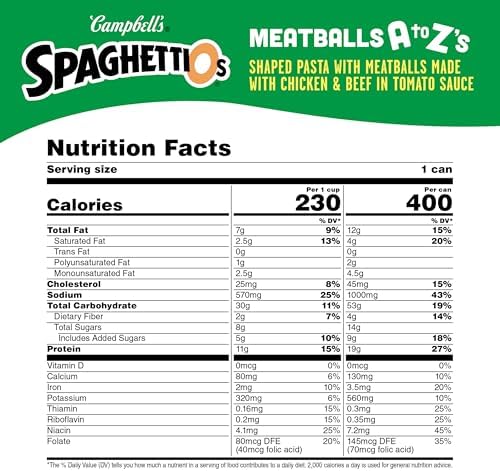 SpaghettiOs A to Z's Canned Pasta with Meatballs, 15.6 oz Can (Pack of 4)