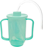 GREUS Elderly Sippy Cup, Dysphagia Cups, 12oz Adult Sippy Cup for Elderly Spill Proof Convalescent Feeding Cup with Straw, Drinking Aids for Parkinson, Disabled, Handicapped, Stroke