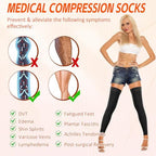 Thigh High Compression Stockings for Women Men, 20-30mmHg Footless Graduated Compression Socks with Silicone Band, Medical Support Sock for Varicose Veins, Edema, Post-Surgery, Sports