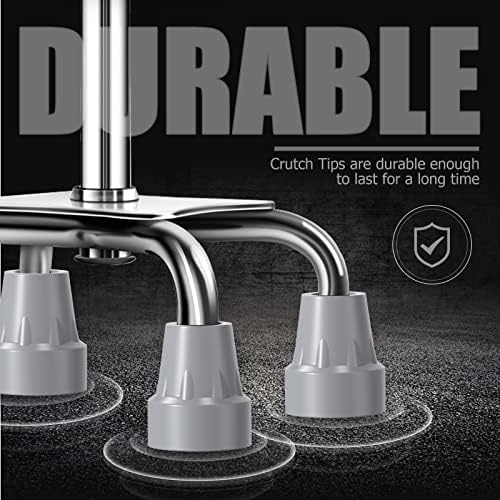 Crutch Tips, 7/8 inch Heavy Duty Non Slip Rubber Tips Upgraded Thickened for Crutches, Gray 4-Pack