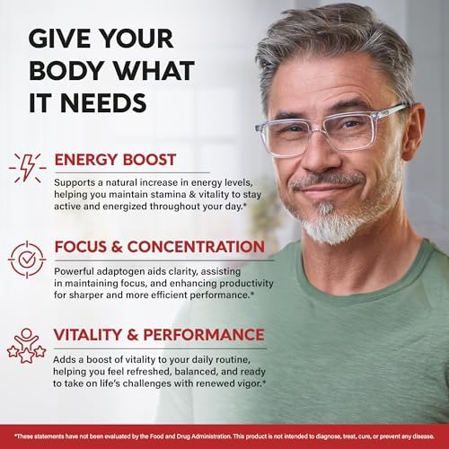 Panax Ginseng 15,000 mg - Red Korean Ginseng Supplement for Men - Extra Strength 10:1 Extract - Energy, Focus, Productivity & Performance - Natural & Vegan - Made in USA - 120 Capsules, 2 Month Supply
