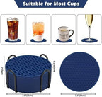 TWTLi Silicone Coasters Set of 8 with Holder,Coasters Drinks,Beer,Coffee Coasters,Suitable Kinds Cups,Hot or Cold,Anti-SLI,Non-Stick,Anti-Overflow Tabletop Protection and Decor (8 Pcs, Navy Blue)