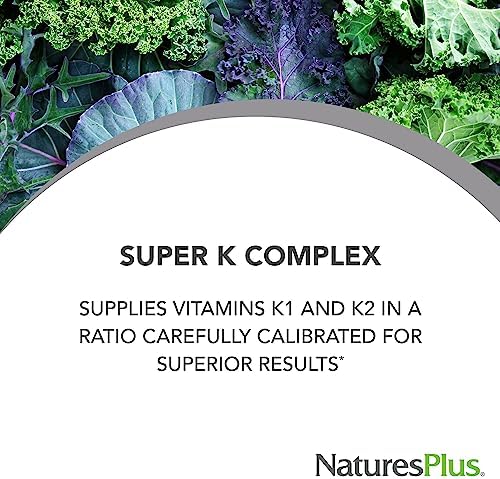 NaturesPlus PRO Super K Complex - 60 Capsules - Promotes Healthy Calcium Metabolism - Includes Vitamins K1 & K2 - Non-GMO, Vegan & Gluten Free - 60 Servings
