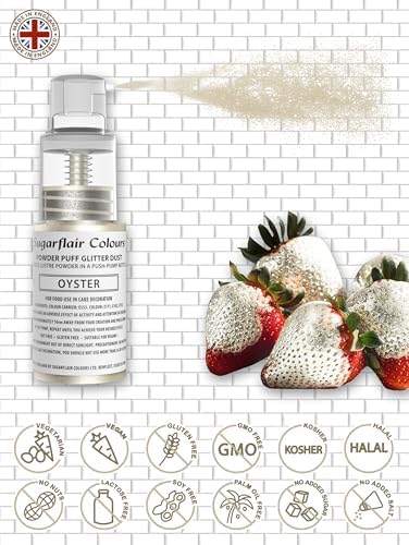 Sugarflair Oyster Edible Glitter Dust Spray (Non-Aerosol) - Add a Shimmering Lustre Sparkle to Cakes, Cupcakes, Chocolate, Baking, Desserts, Ice Cream, Drinks, Cocktails and More - 10g