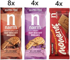 Nairn’s Gluten Free Variety Pack Oat Biscuit Breaks, Flavors inc. Chocolate Chip, Fruit, Salted Caramel. Pack of 16 (3 Biscuits Per Pack)
