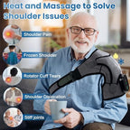 Cordless Shoulder Heating Pad with Massage, Electric Heated Shoulder Wrap with 3 Vibration & 3 Heat, Heating Pads for Rotator Cuff and Frozen Pain Relief,5000mAh Chargeable Powered,Men&Women