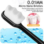 Adult Extra Soft Toothbrush with 20000 Soft Bristles, (Pack of 6) Micro Nano Manual Toothbrushes for Protect Sensitive Gums, Black/White