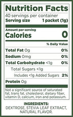 PURE VIA Stevia Sweetener Packets, Sugar Substitute, Natural Sweetener, No Erythritol, Zero Calorie Natural Sweetener Packets, 40 Count (Pack of 12)