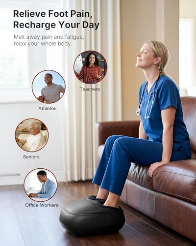 KNQZE Shiatsu Foot Massager with Heat, Compression, Deep Kneading Foot Massage for Plantar Fasciitis Relief, Remote Control, Multi Massage Modes, Auto Shut-Off Timer, FSA Eligible, Mothers Day Gifts
