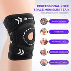 Adjustable Knee Support Brace for Women Men, Adjustable Compression Knee Patellar Pad Tendon Support Sleeve Brace - Arthritis Pain, Injury Recovery, Running, Workout, Neoprene Knee Brace with Stabilizers and Open Patella, Black