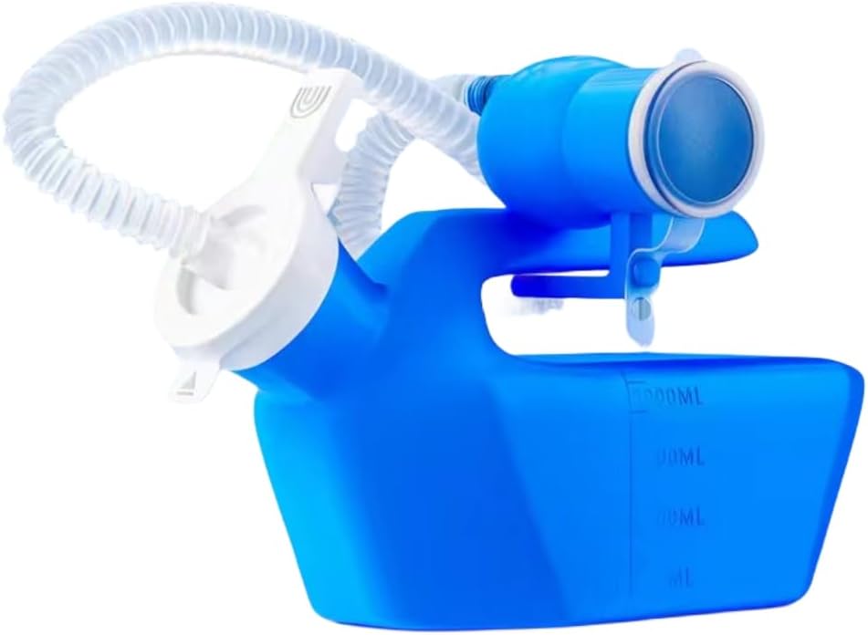 2000ML Portable Male Urinal Mens Potty Reusable Pee Bottle Collector Camping Toilet Travel Thicken 59" Long Scalable Tube with Lid (New Blue with Tube)