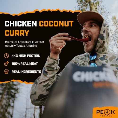 Peak Refuel Chicken Coconut Curry | Freeze Dried Backpacking and Camping Food | Amazing Taste & Quality | High Protein | Real Meat | Quick Prep (2 Serving Pouch)