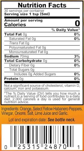 Marie Sharp’s Tropical Orange Habanero Pepper Sauce, 5 oz – Citrusy Belizean Hot Sauce with Fresh Orange & Habanero – All-Natural, Gluten-Free