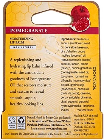 Burt's Bees Lip Balm With Pomegranate Oil , 0.15-Ounce (Pack of 6)
