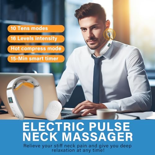 Neck Massager with Heat, Neck Massager for Pain Relief Deep Tissue, Multiple Mode Adjustment, Portable and Suitable for Travel and Home-White
