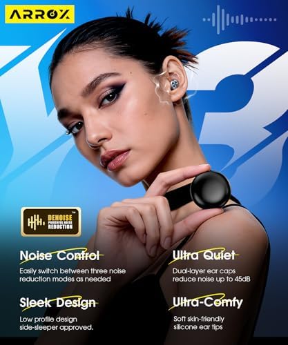 ARROX Adjustable Ear Plugs for Sleeping, 3 Noise Relief Modes (13-45 dB), Double-Layer Ultra-Soft Silicone Earplugs, Reusable Ear plugs for Concerts, Deep Focus, Side Sleepers & Travel, 4 Size Eartips