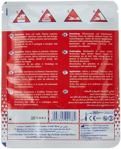 Burnshield Burn Dressing 4" x 4" – Sterile Hydrogel Trauma Pad for Minor Burns, Scalds & Sunburn – Single Use First Aid Treatment
