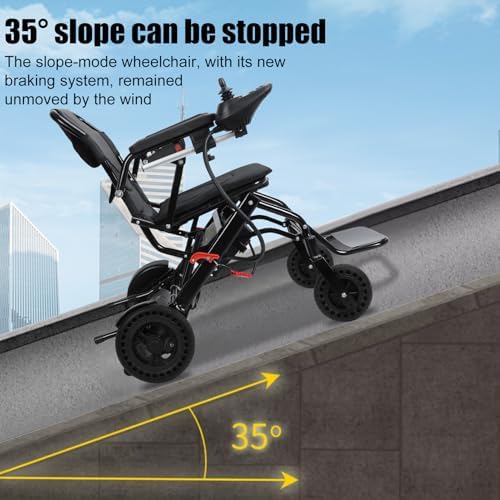 Electric Wheelchair Lightweight Foldable for Adults,12-Mile Range Lightweight Foldable Motorized Wheelchairs with Large Footrest,500W Motor Power Portable Wheelchair for Seniors Adults Black