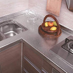 BAYYA Silver Kitchen Backsplash Wallpaper Stickers Peel and Stick Aluminum Foil Contact Paper Self Adhesive Waterproof Oil-Proof Heat Resistant Wall Sticker for Countertop Drawer Liner Shelf Liner