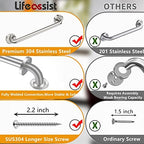 18 Inch Shower Grab Bar 2 Pack Brushed Nickel SUS304 Safety Bathroom Grab Bars with Concealed Screws, 500lbs Support Assist Bath Handle Balance Bar for Handicap Elderly Pregnant
