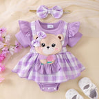 Kavousa Baby Girl Summer Outfits Bee Short Sleeve One-Piece Jumpsuit With Headband Set Newborn Infant Girl Clothes