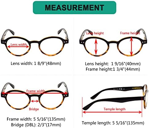 Eyekepper 5-pack Spring Hinges Round Retro Two Tone Readers Reading Glasses Black Yellow +3.00