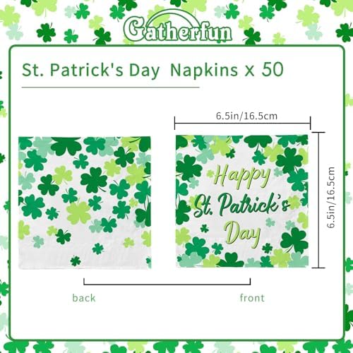 50-Piece St. Patrick's Day Party Supplies Kit – Irish Themed Set Lucky Shamrock Napkins – Accessories for Irish St. Patrick's Party Déco