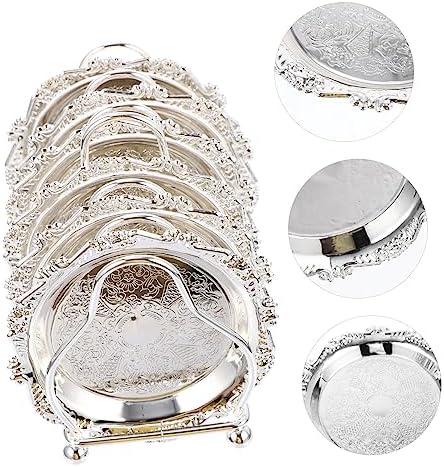 Zerodeko Silver Plated Mini Snack Tray Set with Rack Creative Fruit Dish for Serving Appetizers Dry Fruits and Desserts for Kitchen and Party Display